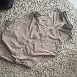 SKIMS Taupe Sleeveless Zip-Up Top